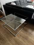 Stolik kawowy 100x100 glamour szklany chromowany