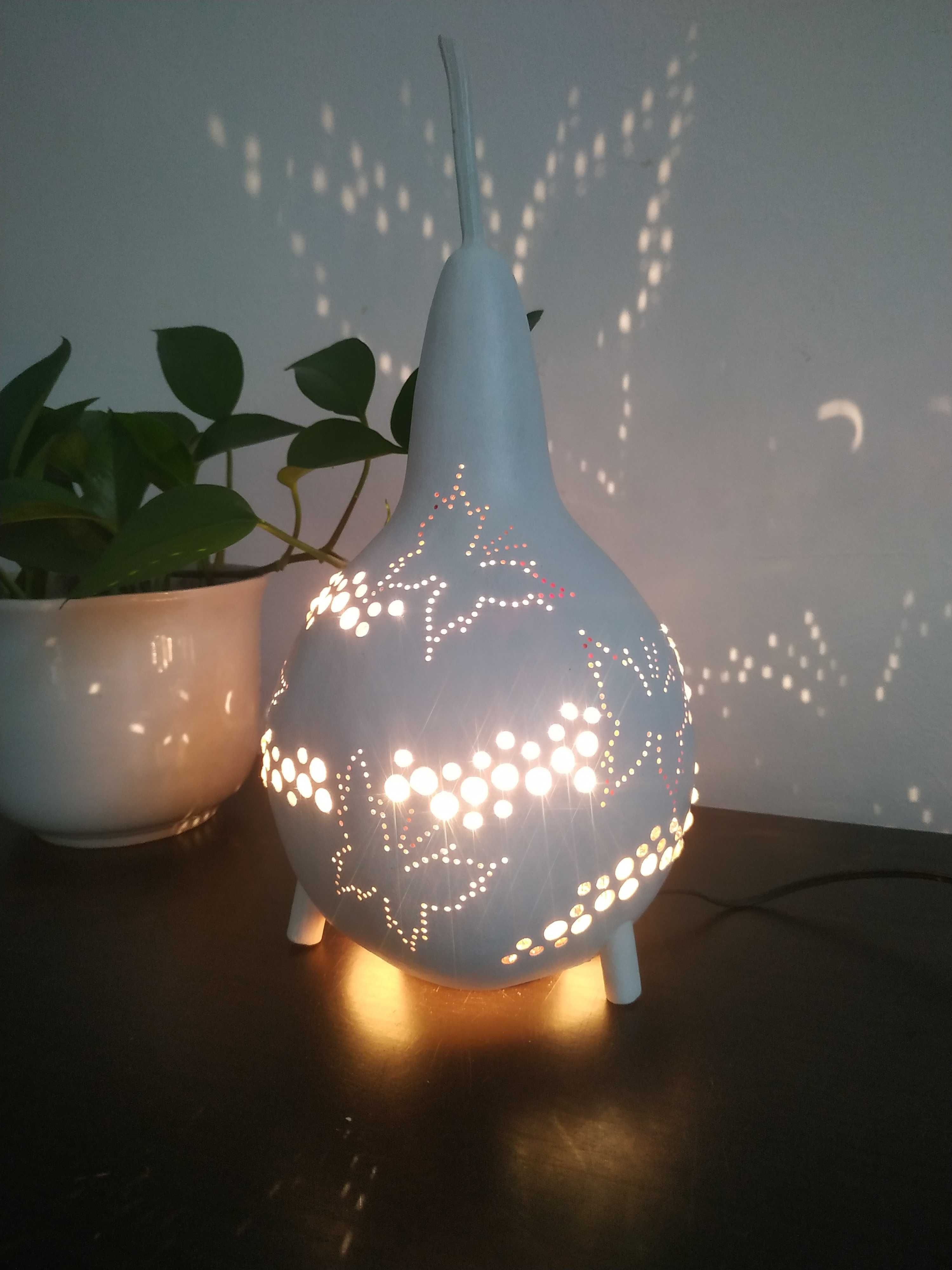 Lampa z tykwy, lampka z tykwy, rękodzieło, handmade