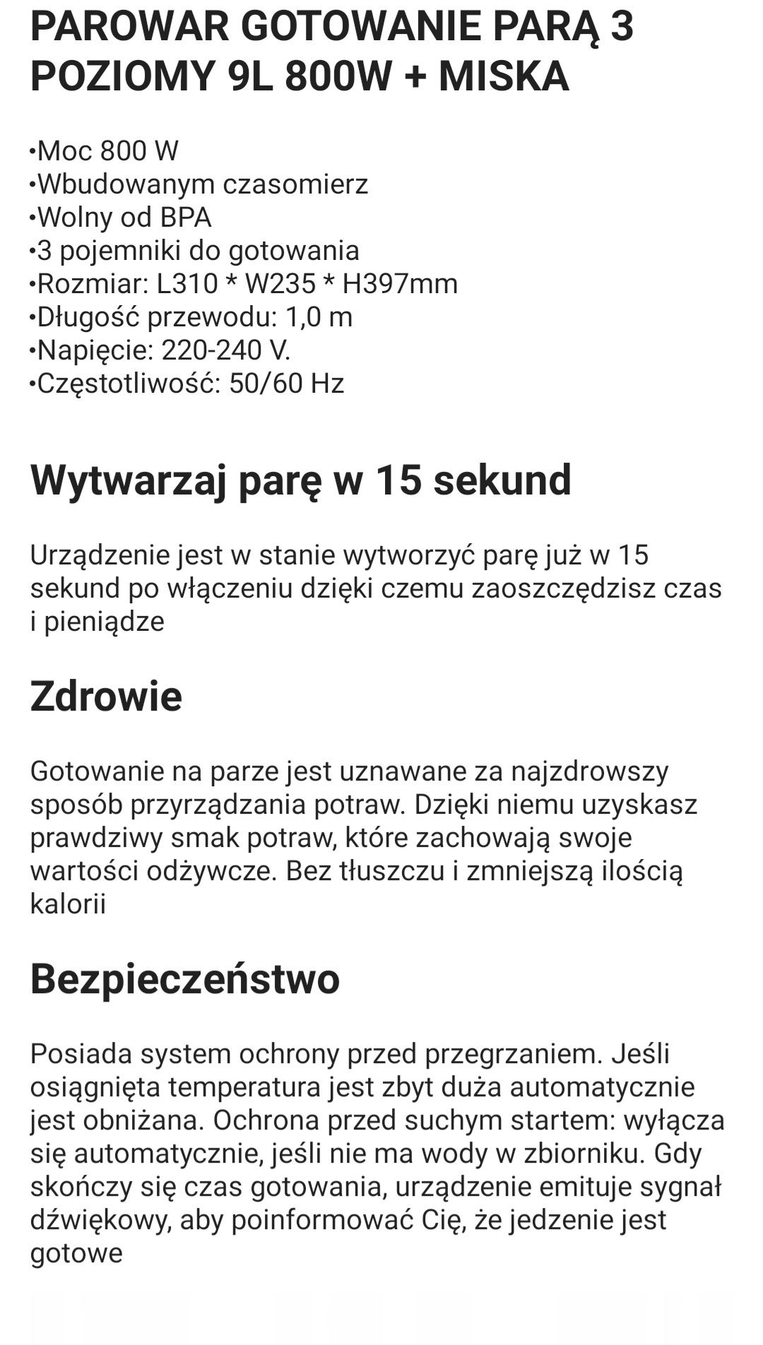 Parowar gotowanie z parą 3poziomy