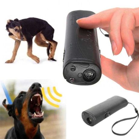 Ультразвуковой профессиональный отпугиватель собак с фонариком (черный
