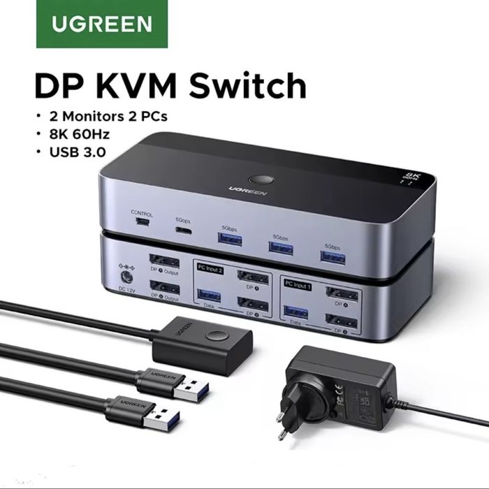 KVM Перемекач 8K UGREEN AK 700 Black