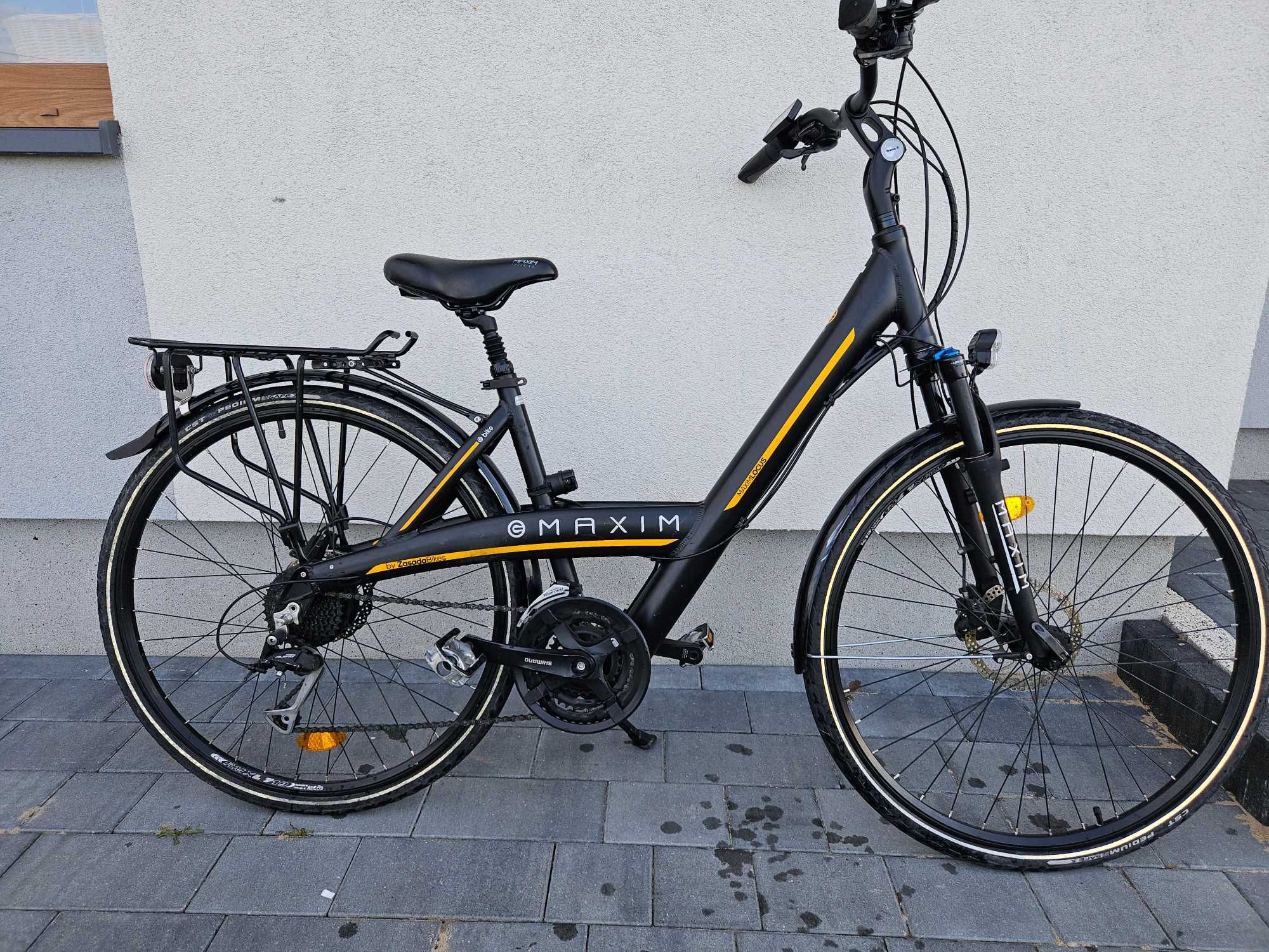 Rower elektryczny Maxim Locus silnik Bafang, osprzęt Shimano