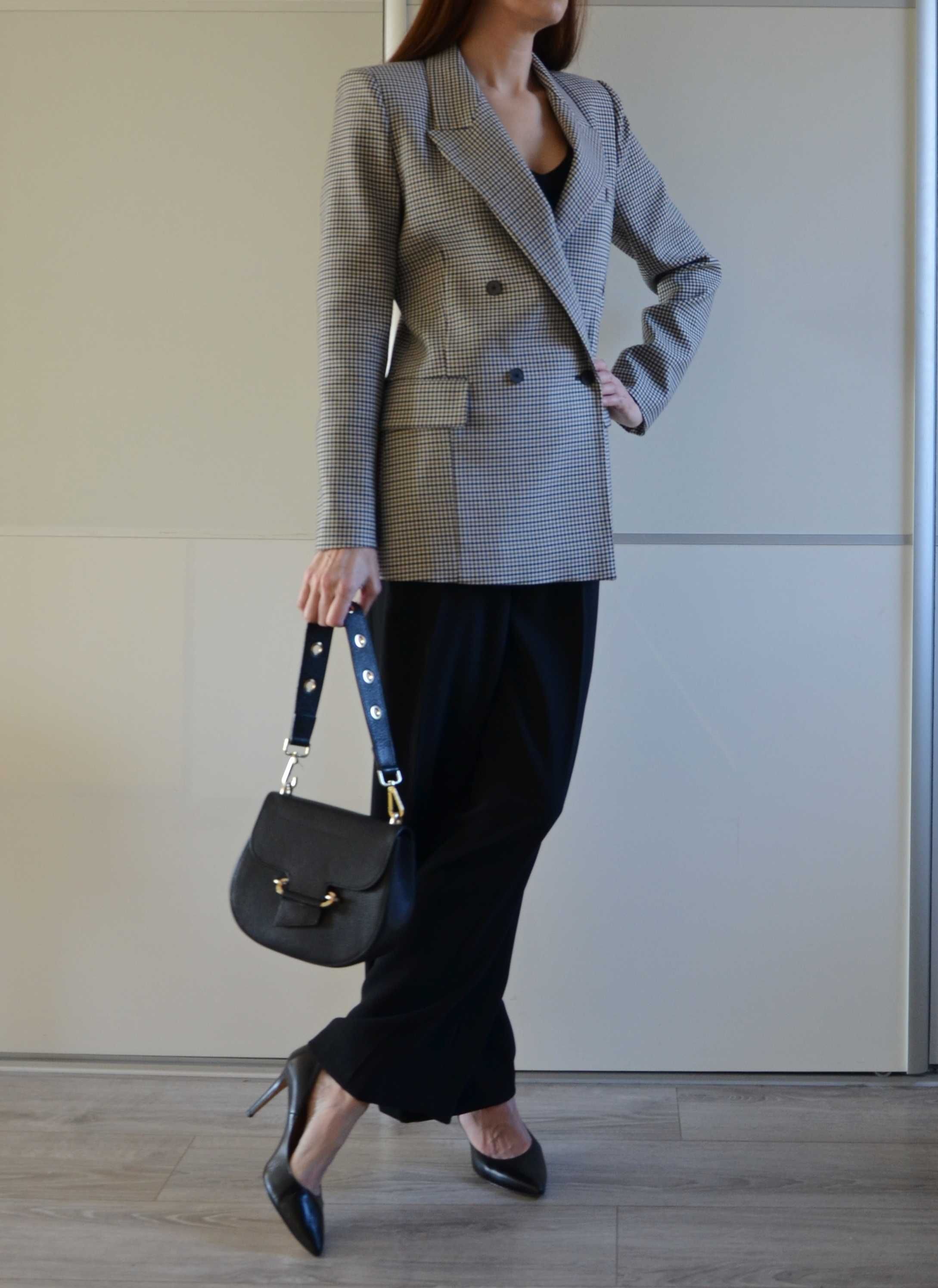 Zara marynarka w kratkę kratka pepitka blezer old money 36 S