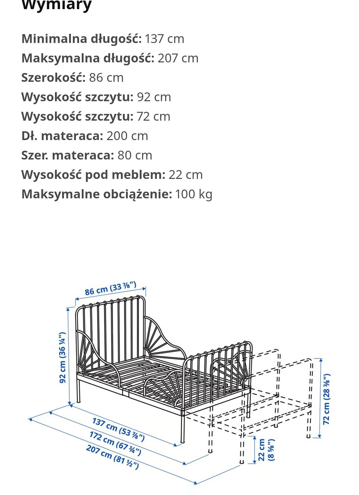 Łóżko Minnen Ikea