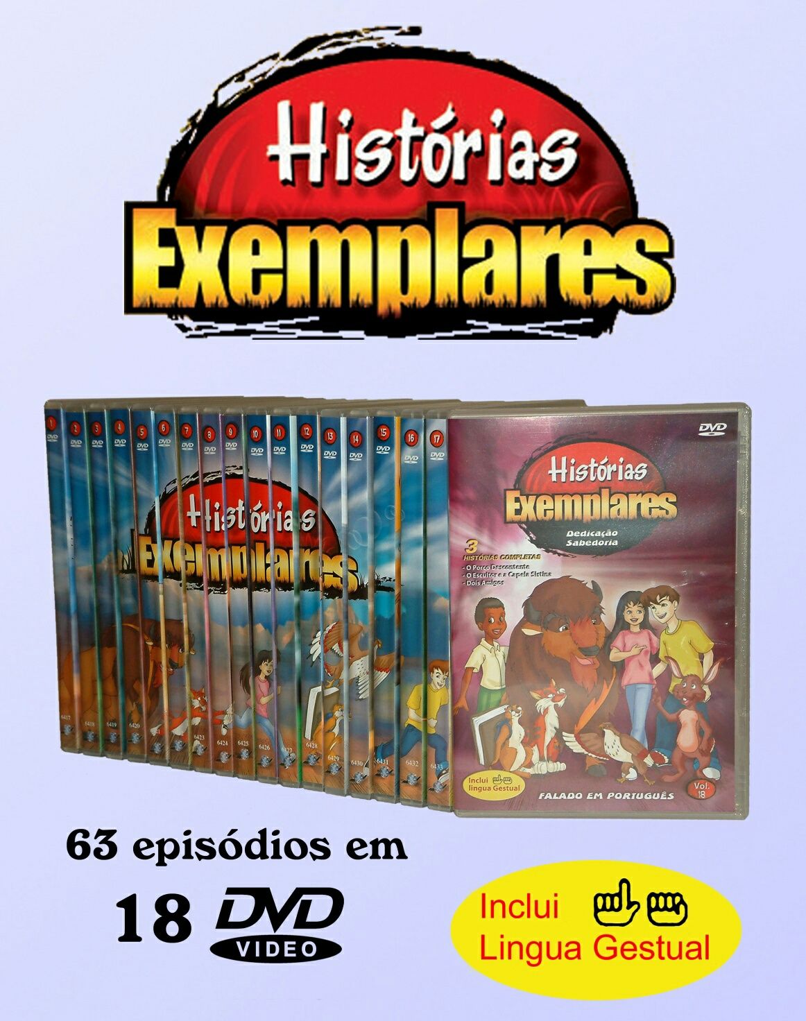 Histórias Exemplares - 18 DVD educação infantil- língua gestual -NOVOS