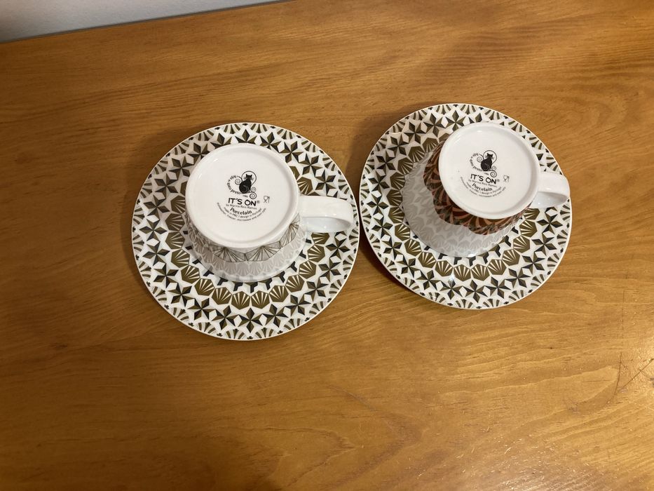 Gato Preto Conjunto de 2 Chávenas de Chá