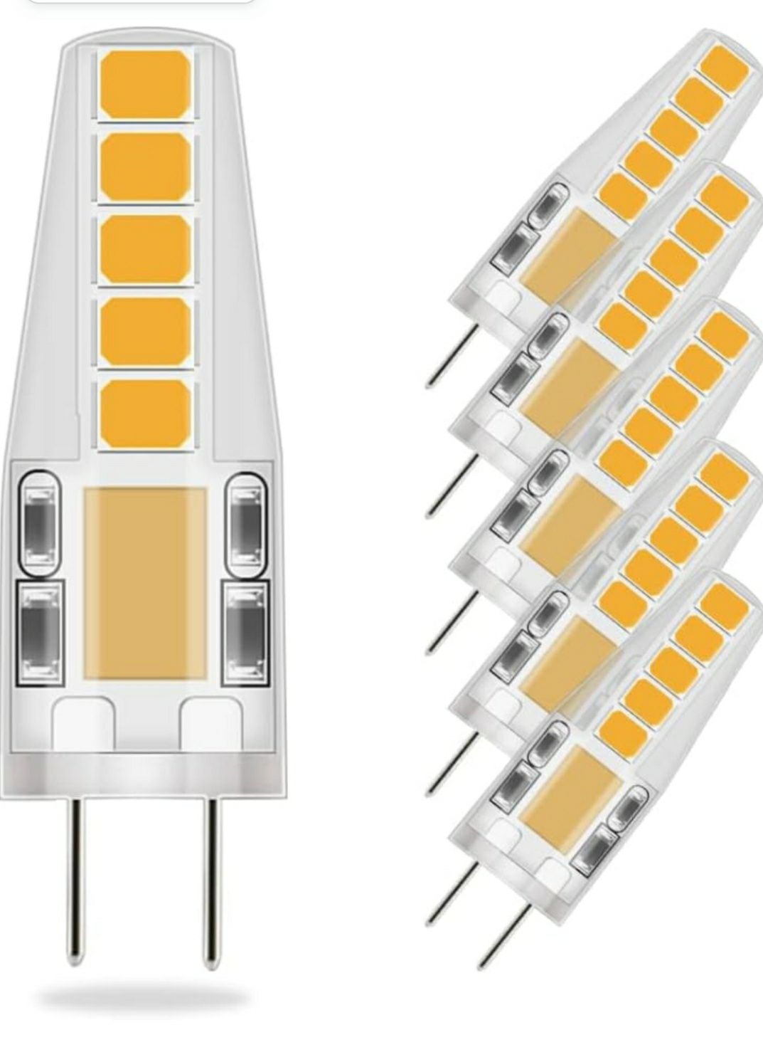 6x żarówek LED G4, ciepła biel, 36mm x 9mm, bardziej tradycyjne wymiar