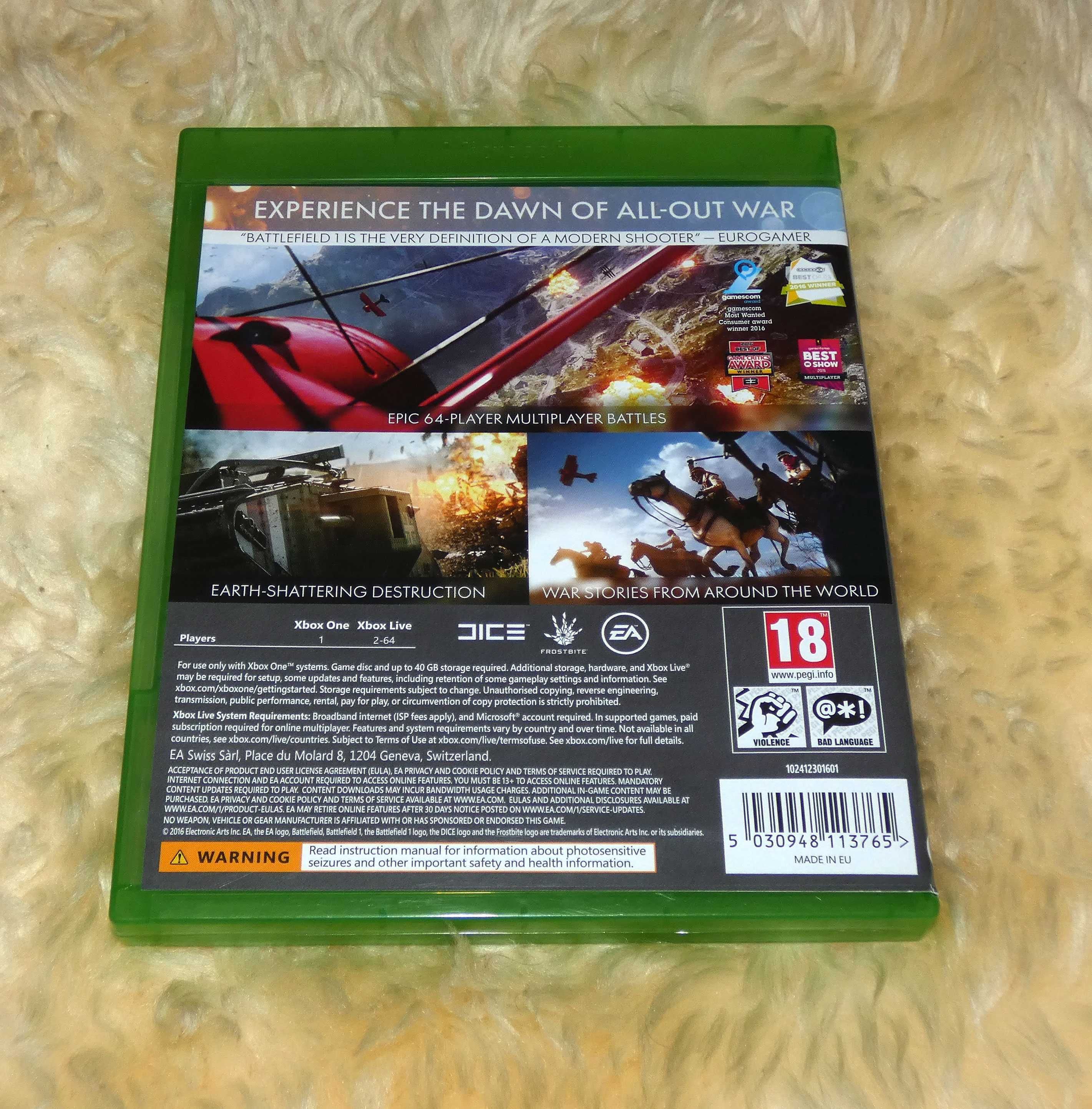 Диск для Xbox One  Battlefield  1 - новый