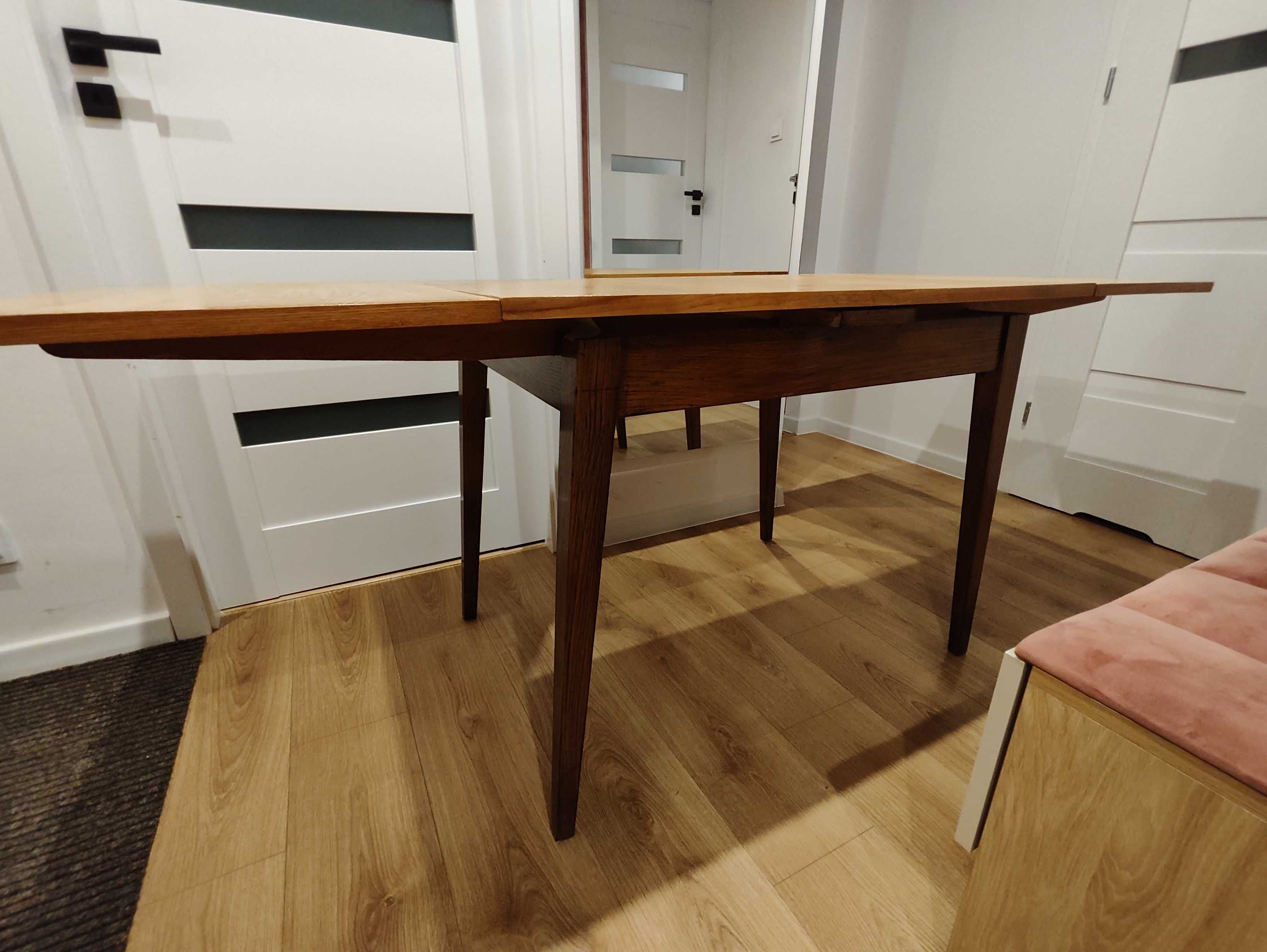 Stół jesionowy rozkładany 100/186cm z okresu PRL