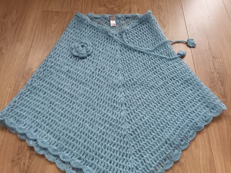 Ponczo dla dziewczynki błękit