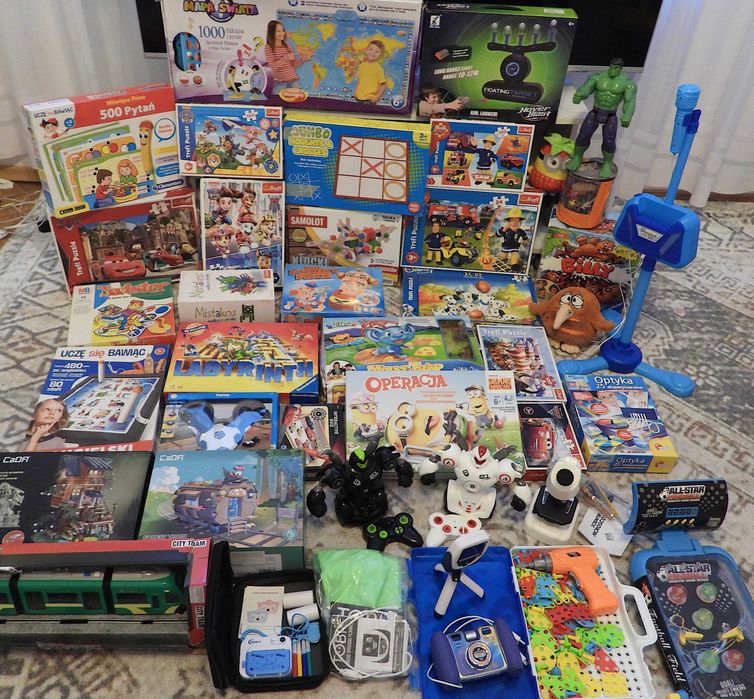 Ogrom zabawek, interaktywne edukacyjne, wielka paka, w tym jak nowe