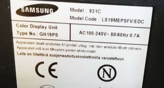 Монітор Samsung "SyncMaster 931c" 19"