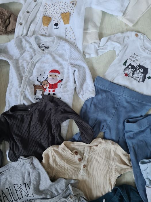 Ubranka dla dziecka, wyprawka niemowlęca r 62 h&m zima. Mega paka.
