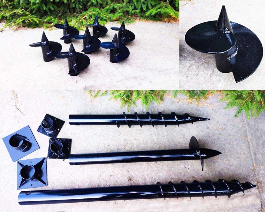 Гвинтові палі, одновиткові, оголовки, геошурупи,  монтаж