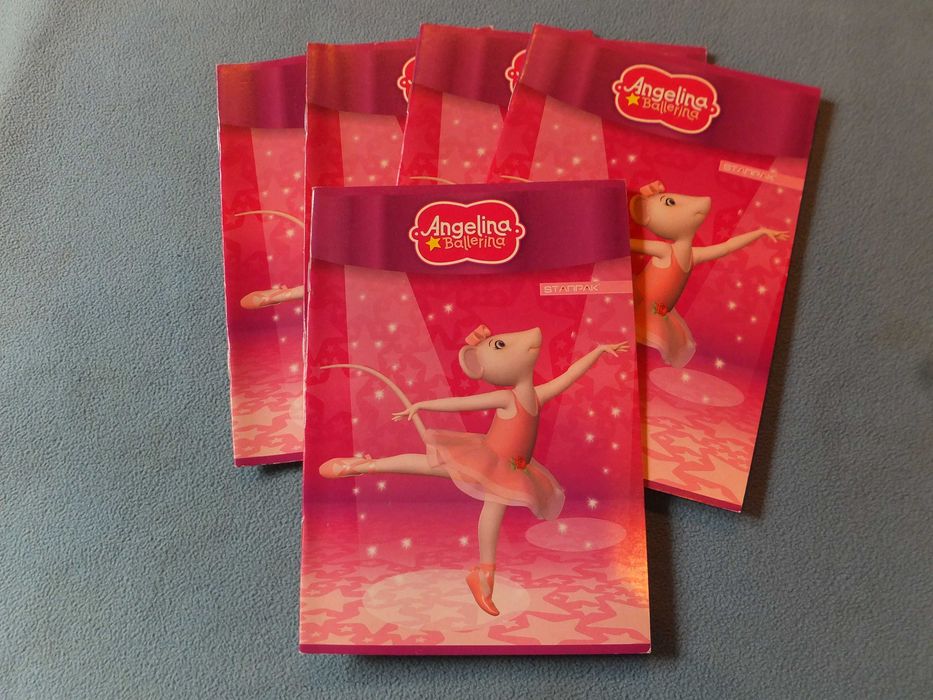 Zestaw pięciu zeszytów ANGELINA BALLERINA A5/16K miękka okładka kratka