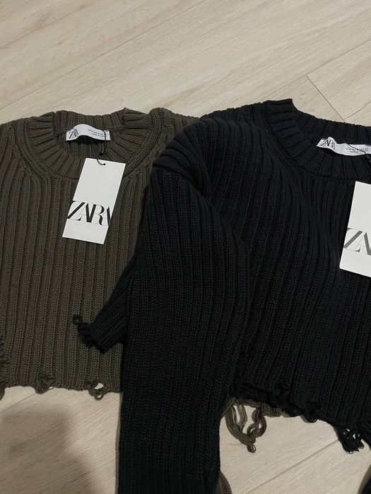 Светр Зара укорочений з потертостями/ Свитер Зара