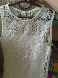 Платье белое гипюровое размер S/M/ плаття біле гіпюрове