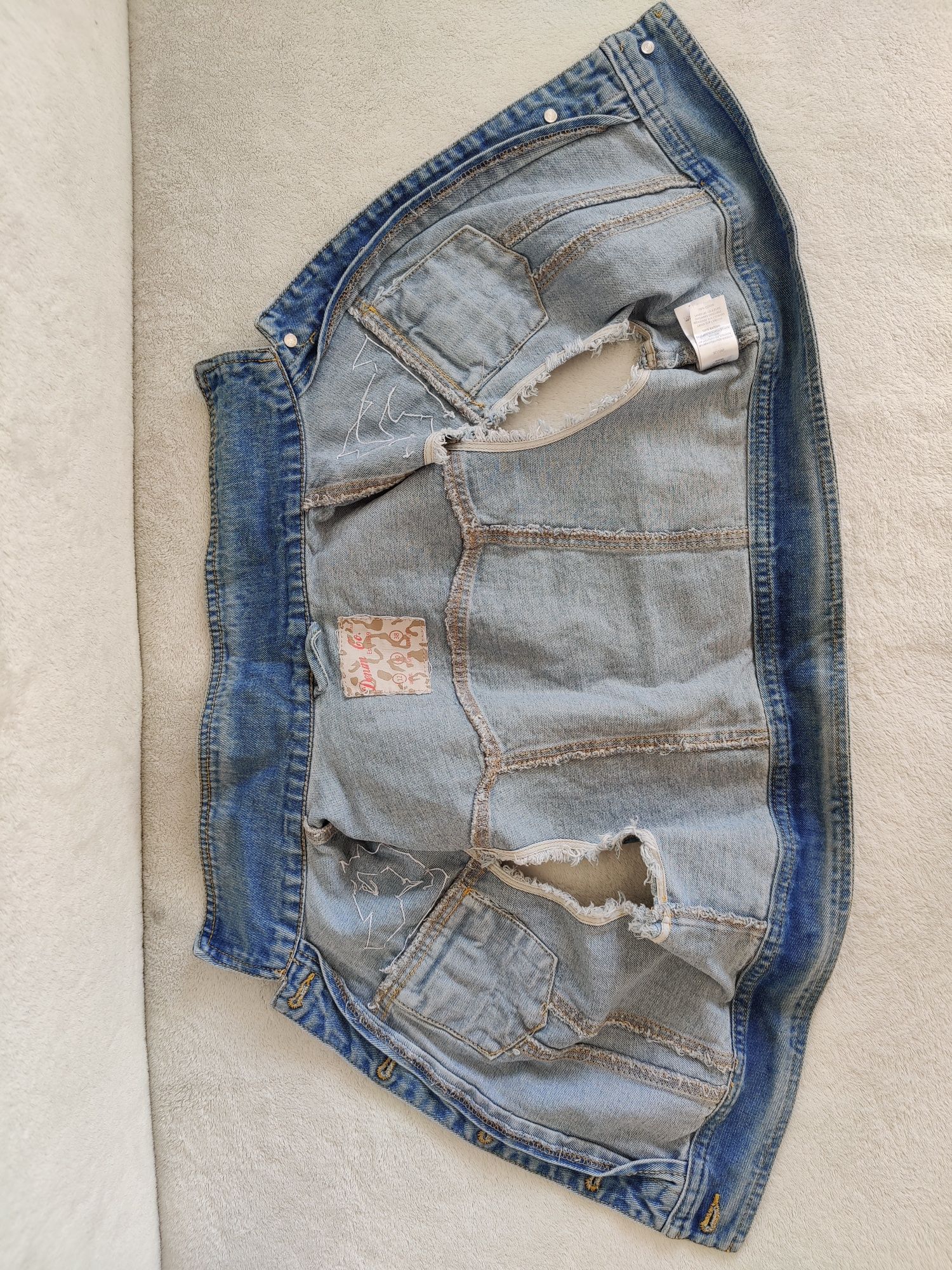 Kamizelka jeansowa top Denim Co 40 L perełki dżety