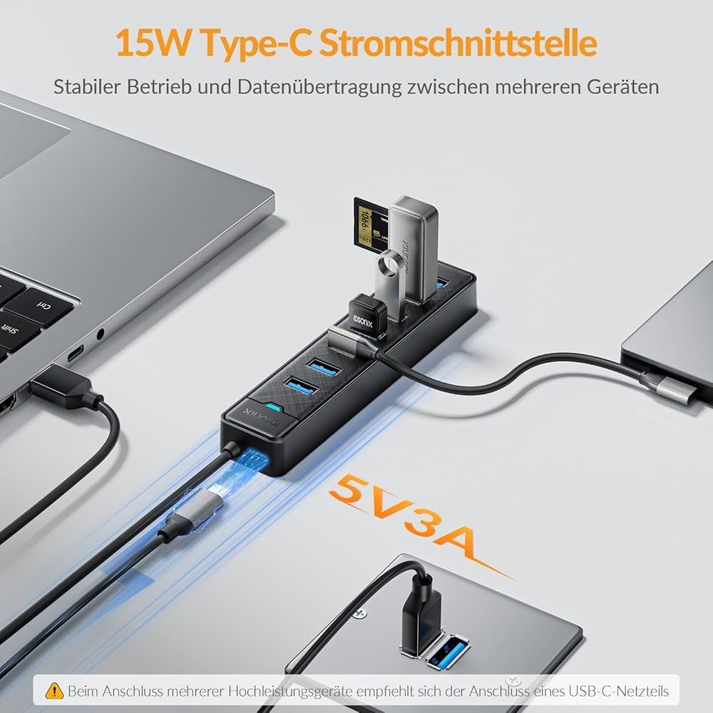 Hub USB-A x7 USB-C x1