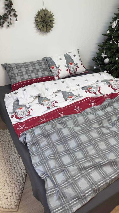 Нові комплекти Постільна білизна Ранфорс Новорічна 100% Бавовна