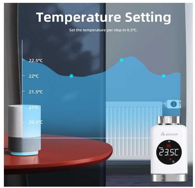 Inteligentny termostat grzejnikowy Wifi SALCAR TRV801W