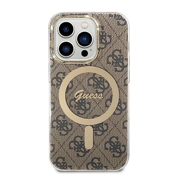 Etui Guess 4G Print MagSafe na iPhone 14 Pro + ładowarka indukcyjna -