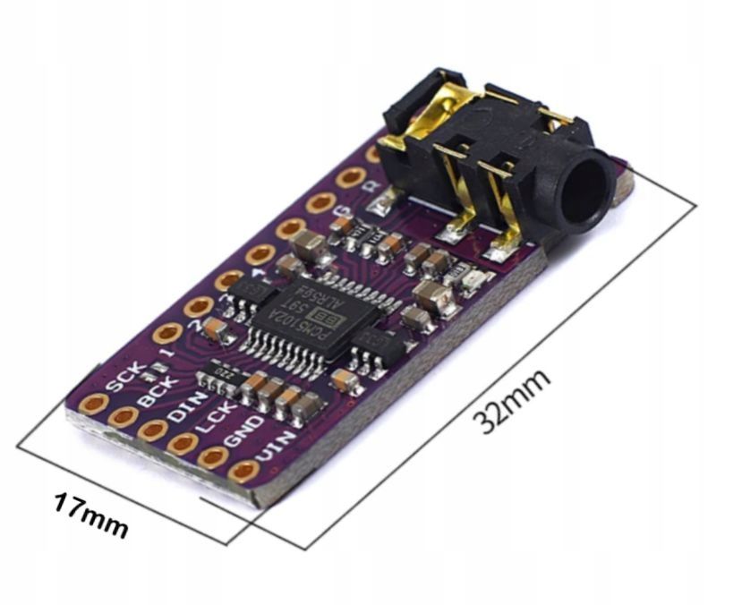 Moduł DAC dekoder PCM I2S audio PCM5102A Rpi + przewody