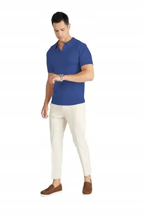 Męska koszulka Polo Niebieska bardzo wygodna i elastyczna Rozmiar XXL