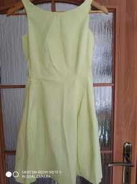 Sukienka koktajlowa wesele Aggi r. 34 / XS żółta limonka neon