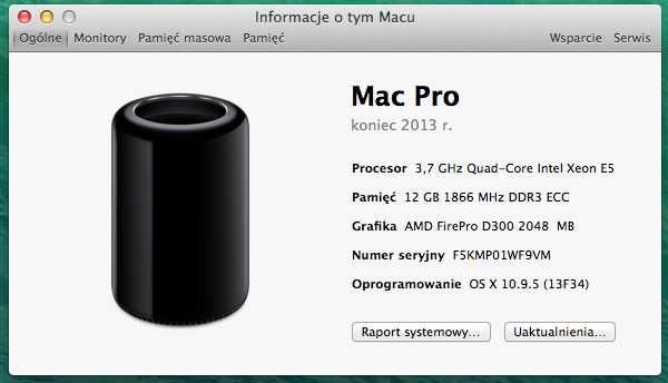 Mac Pro Late 2013/D300/Xeon E5/12GB/250GB