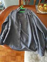 Camisa de linho cinzenta às riscas XL