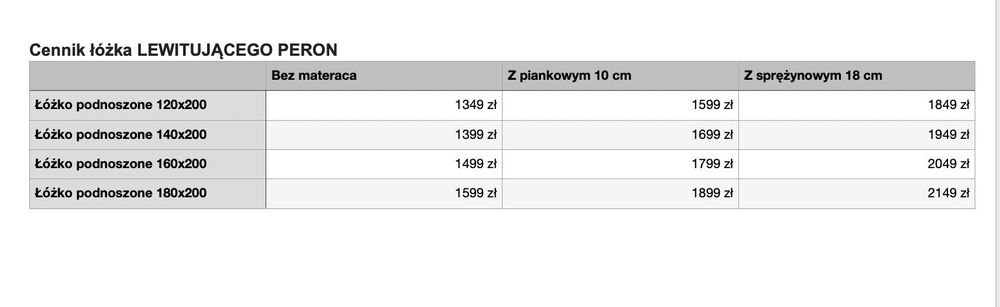 Łóżko Lewitujące Podnoszone z Pojemnikiem Małżeńskie 120/140/160/180