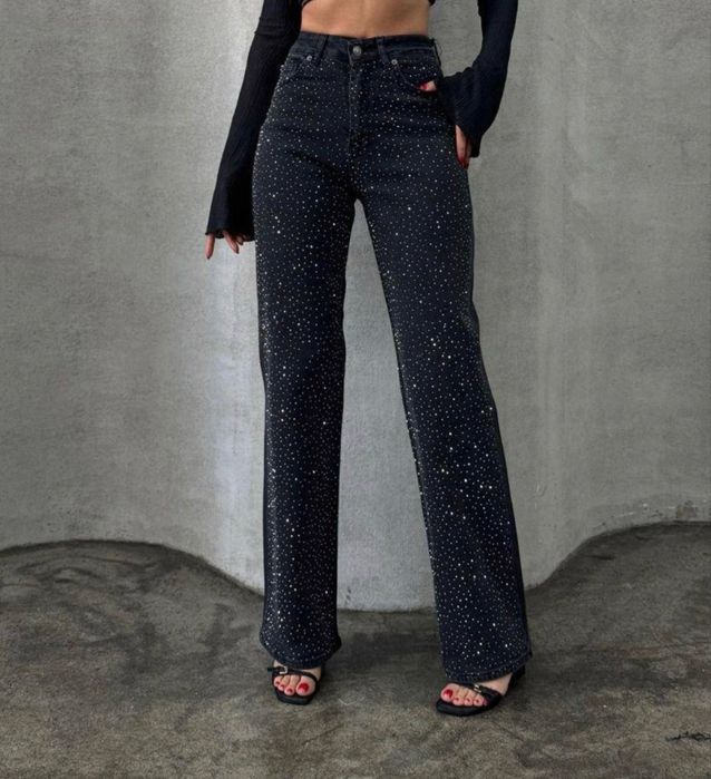 Джинси чорні зі стразами
