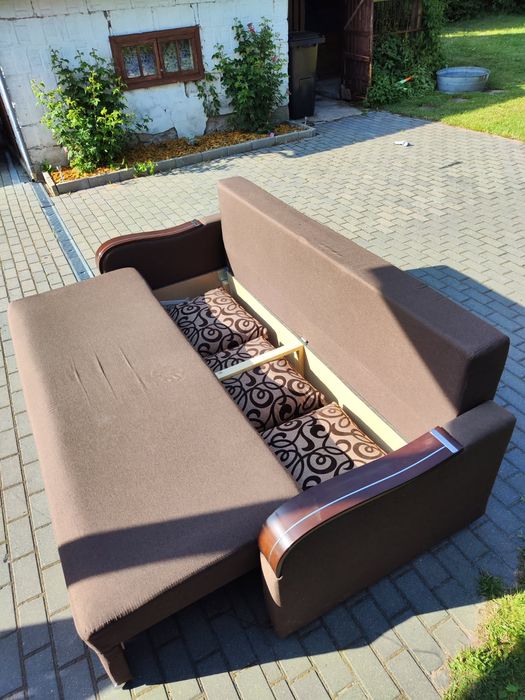 Sofa, kanapa, rozkładana, brązowa,