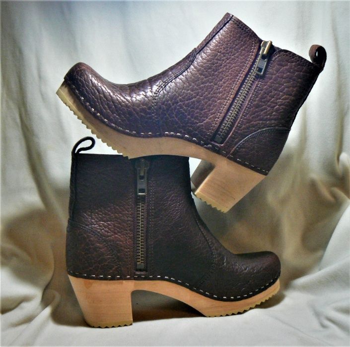 Из новой Англии Edith Zipper Boot High Heel Brown Bison