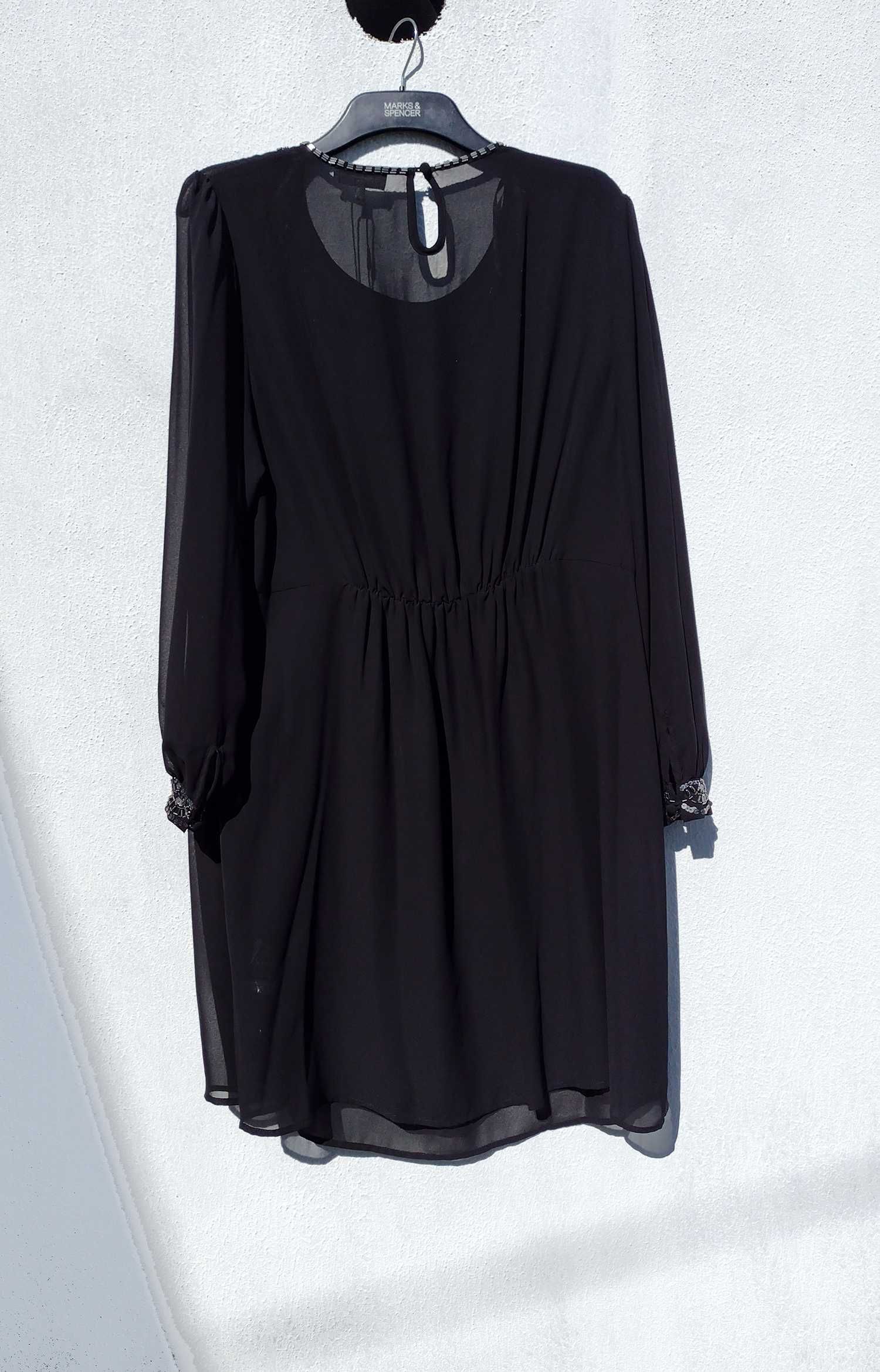Вечерняя чёрная полупрозрачная платье накидка с бисером Rogers+Rogers