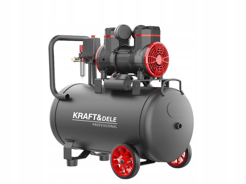 Kompresor 50L Cichy Bezolejowy 2 Tłoki 2 Pompy Spreżarka 230V