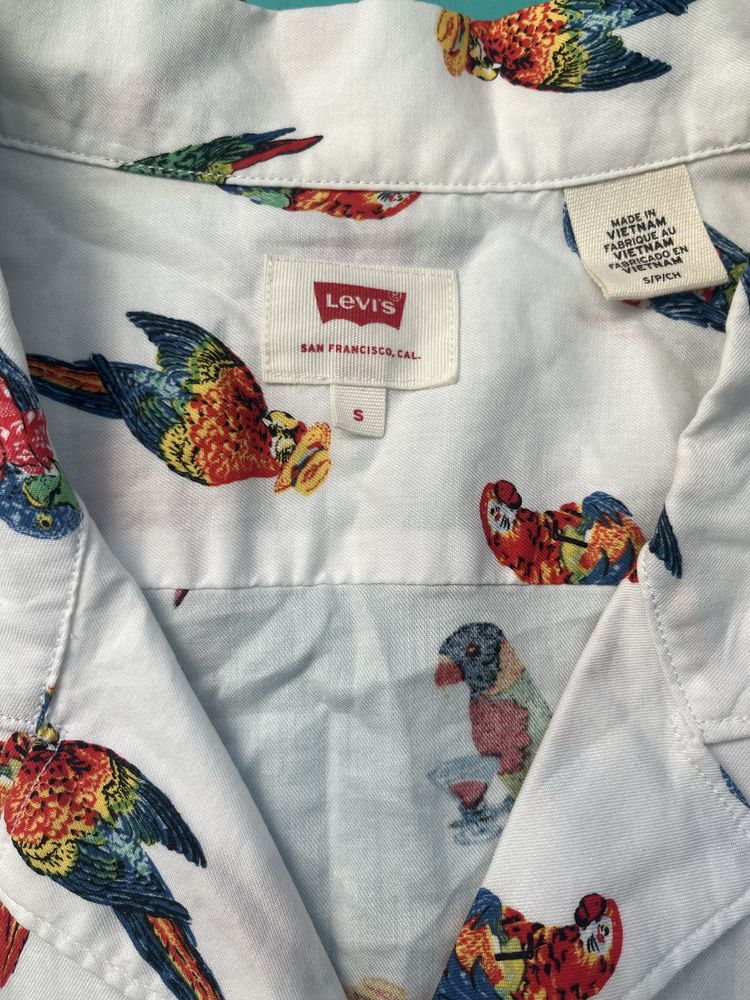 Рубашка гавайка Levi’s Cubano Parrots, размер S, пляжная рубашка