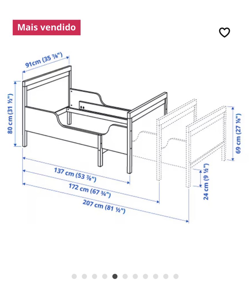 Cama extensivel + colchao ikea