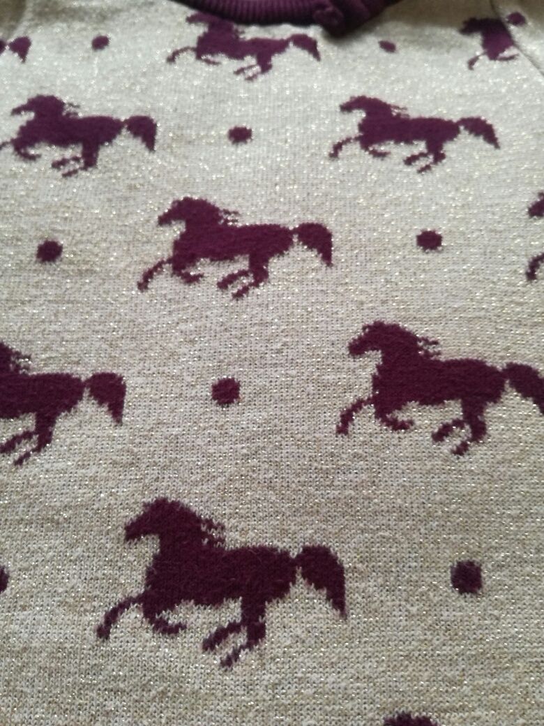 Ciepła sukienka/ tunika w konie, H&M, r. 98/104