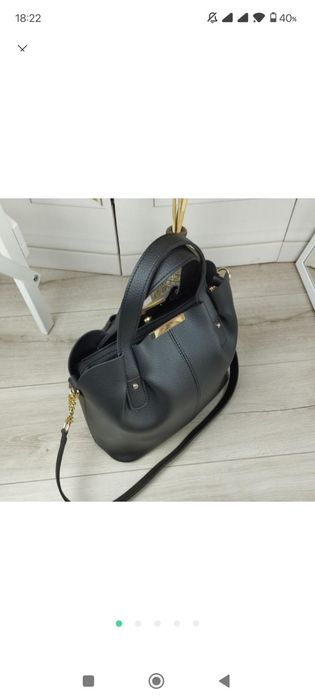 Сумка чорна з екошкіри