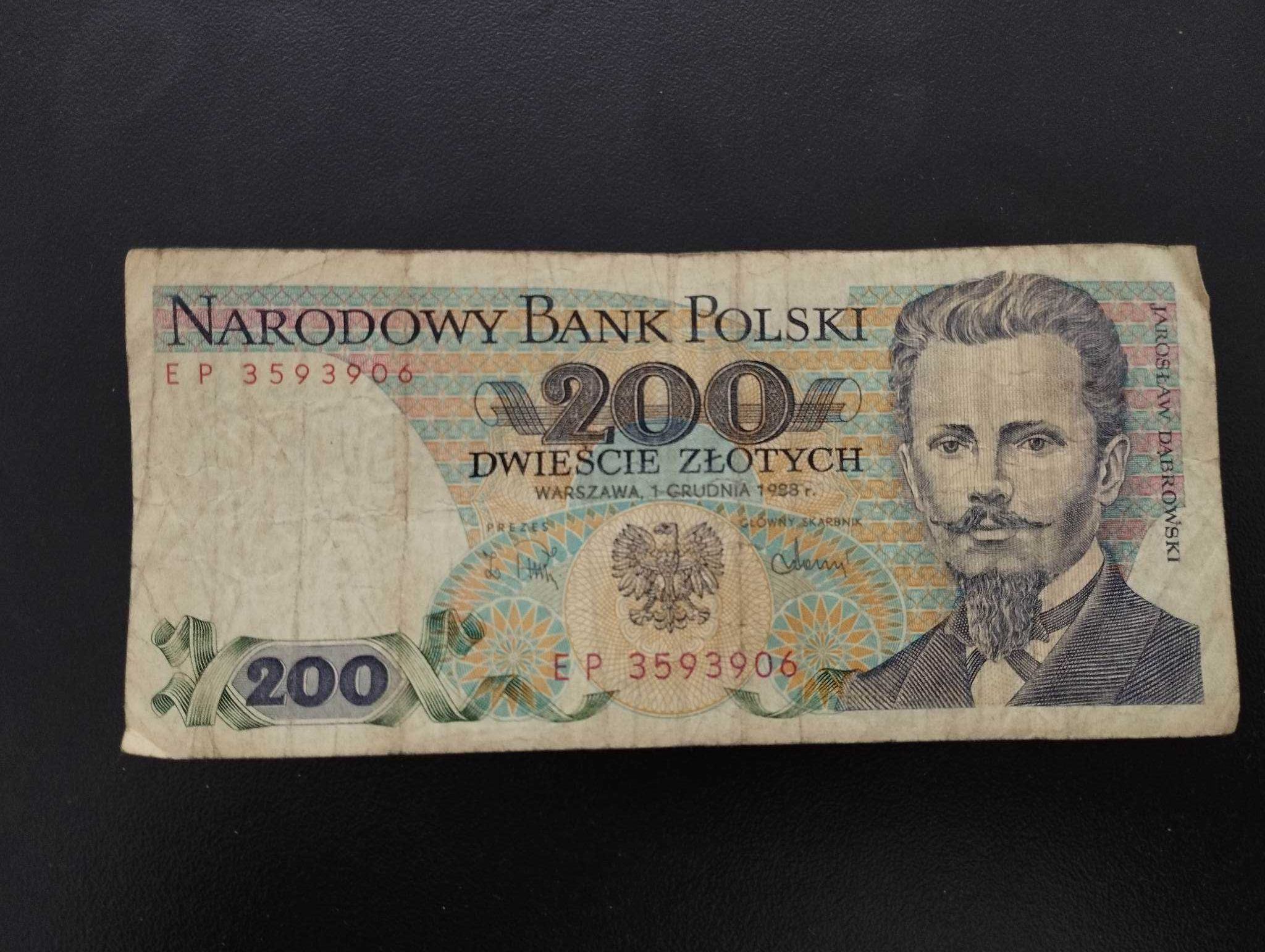 Banknot 200 zł  Stary PRL Jarosław Dąbrowski