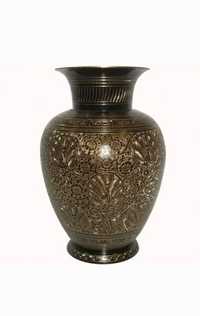 Латунная ваза Индия черная с золотом