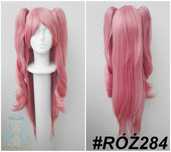 Krul Tepes Różowa długa prosta peruka z kitkami grzywką cosplay wig