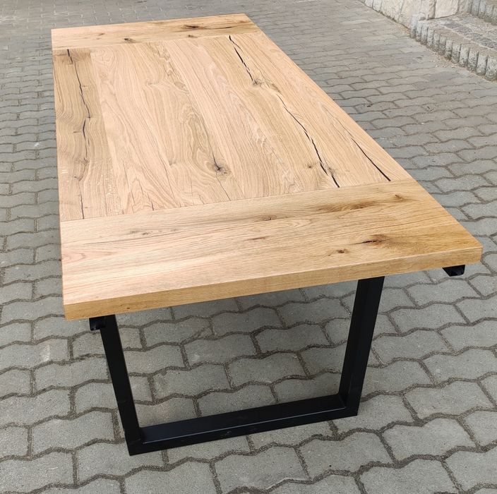 Stół drewniany dębowy loftowy nowoczesny rozkładany loft industrial
