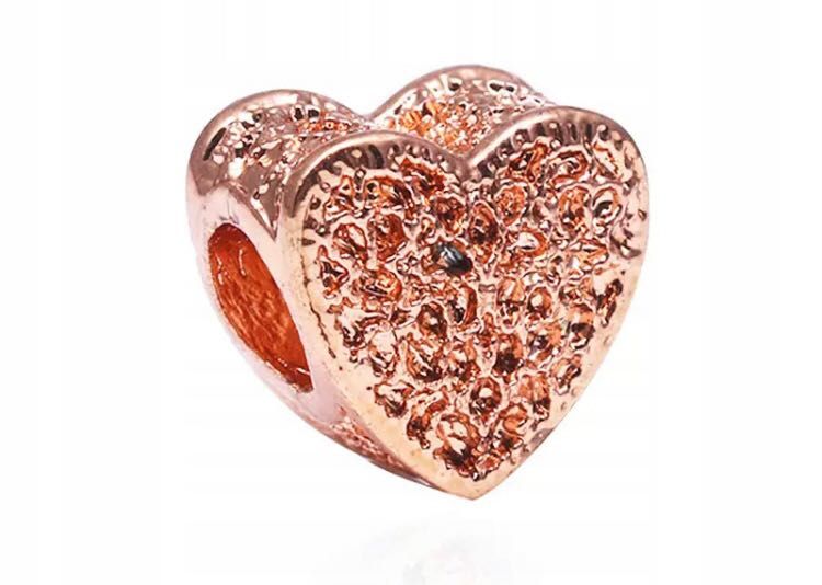 charms do pandora złoty złote ażurowe serce wisiorek rose gold