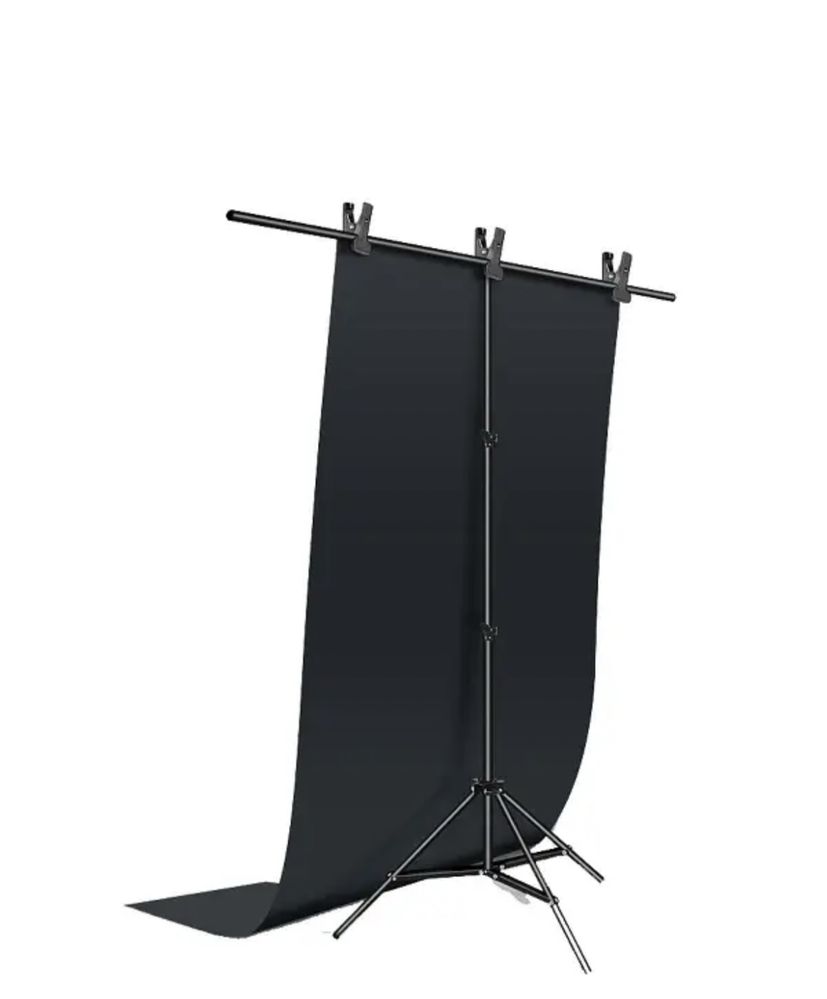 Комплект Держатель фона + ПВХ Фон 120×200 см Матовый Черный