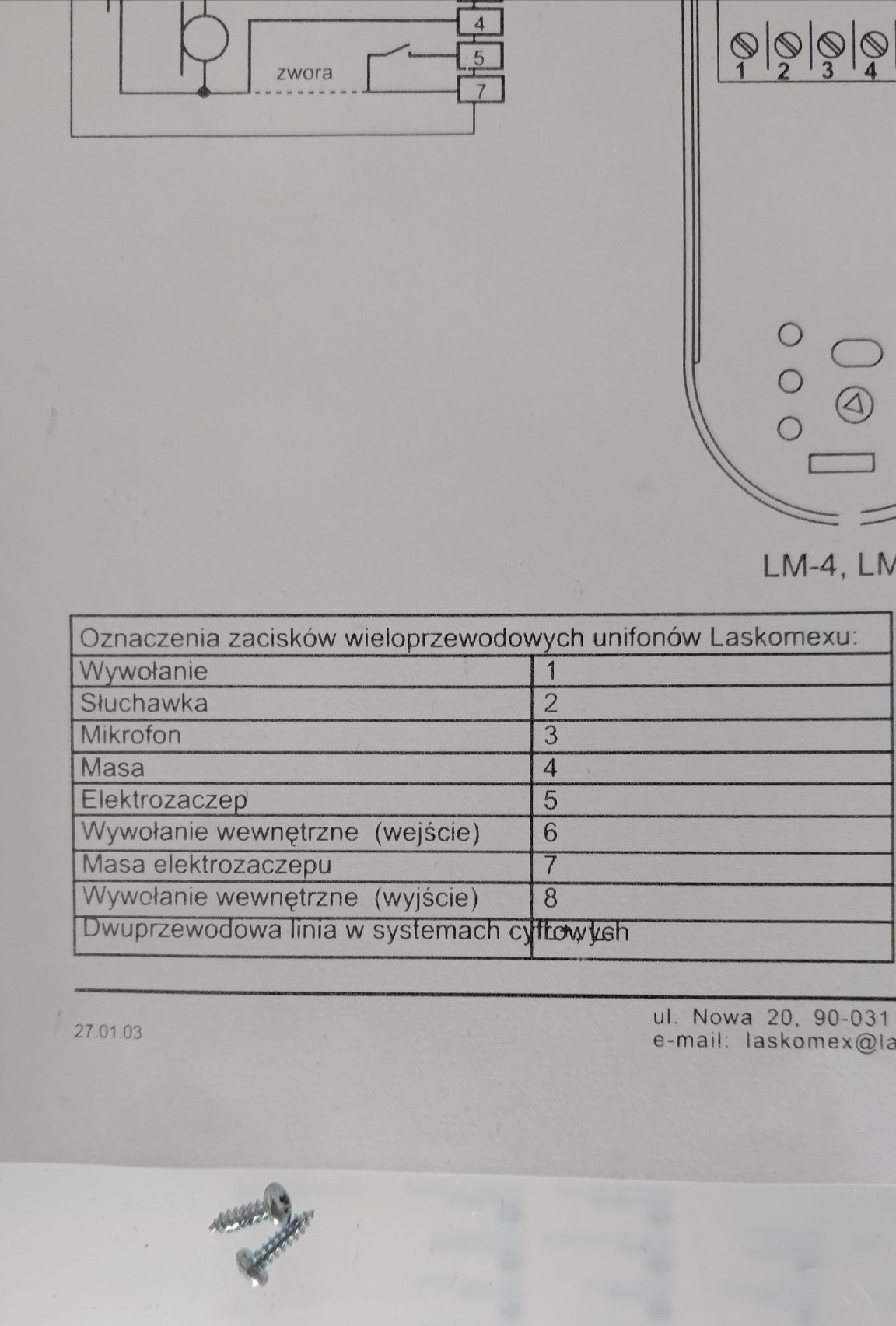 Domofon unifon Laskomex analogowy LM-4S-5