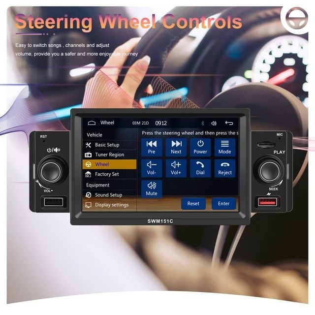 Rádio 1din 5" Carplay e Android Auto Touch Bluetooth USB com MIC novo