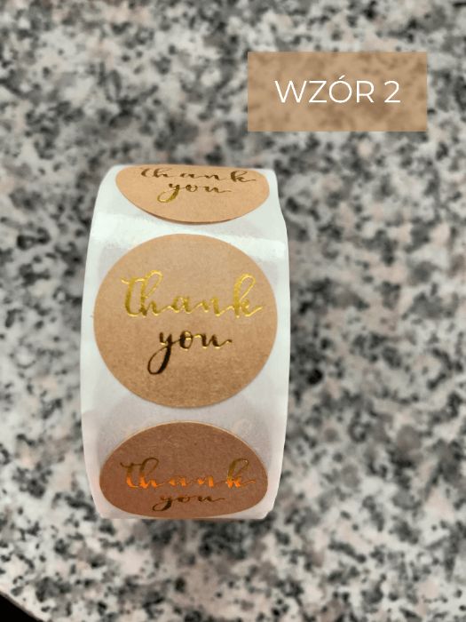 Naklejki okrągłe "thank you"  50 sztuk